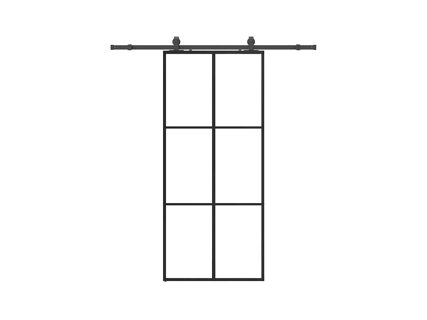 Porte coulissante kit de quincaillerie noir 90x205 cm verre ESG