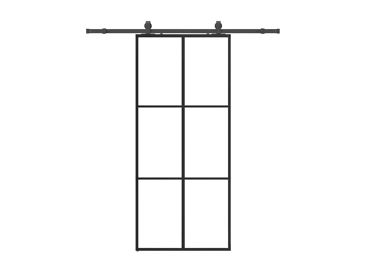 Porte coulissante kit de quincaillerie noir 90x205 cm verre ESG