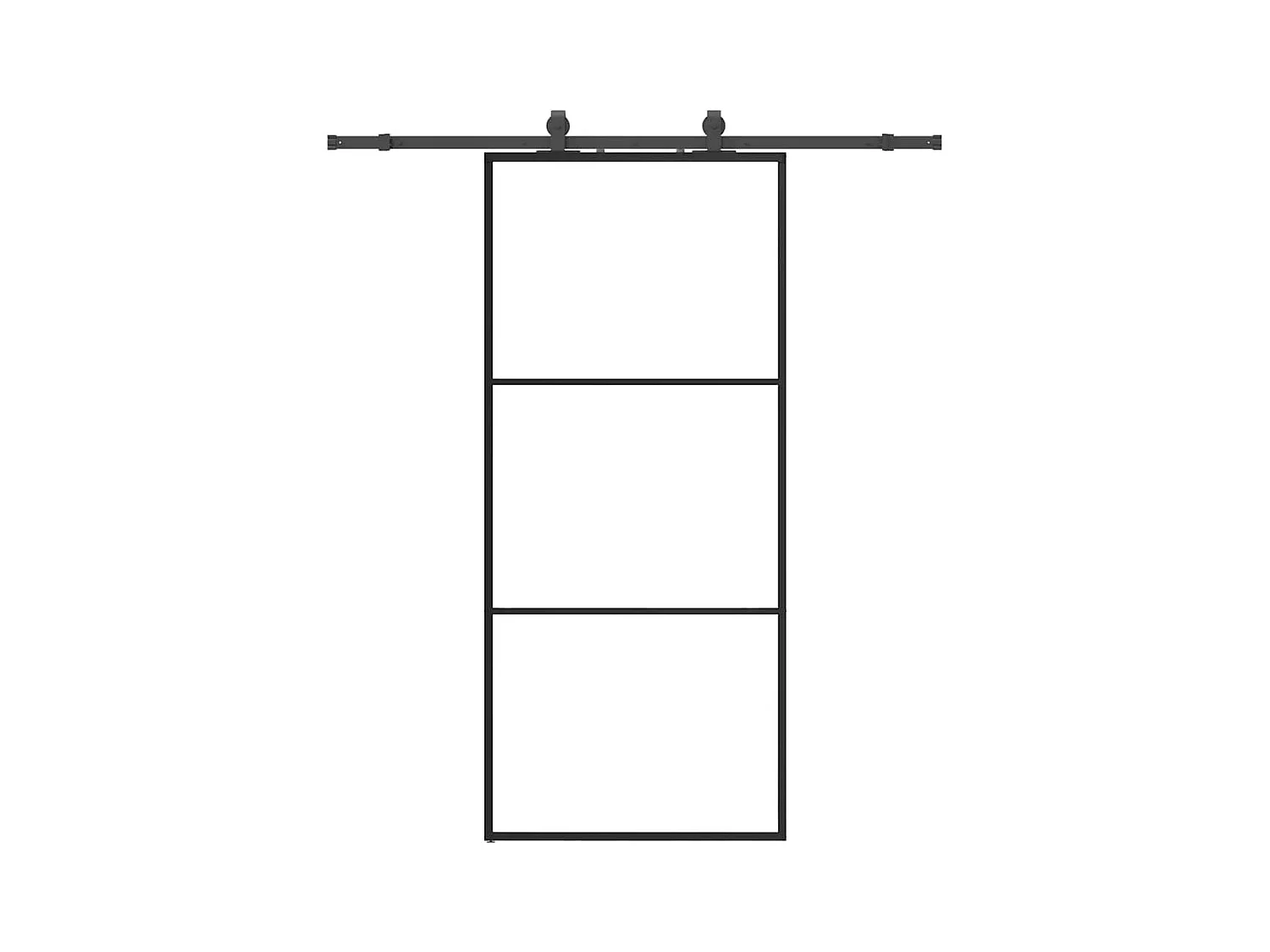 Schiebetürbeschlagsatz schwarz 90x205 cm ESG Glas