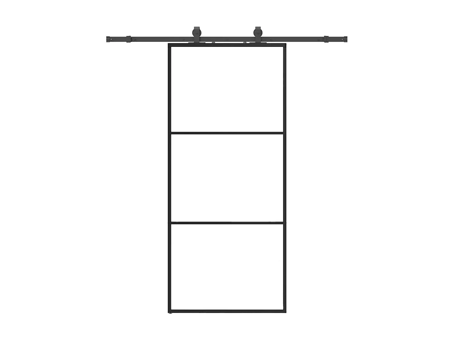 Porte coulissante kit de quincaillerie noir 90x205 cm verre ESG