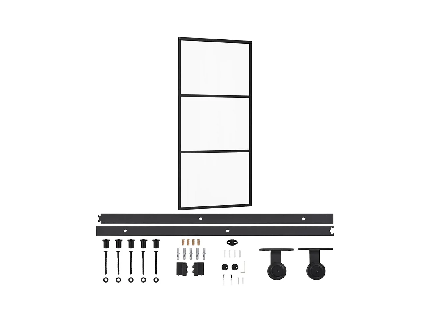 Schuifdeur en hang- en sluitwerk Glas en aluminium 90x205 cm