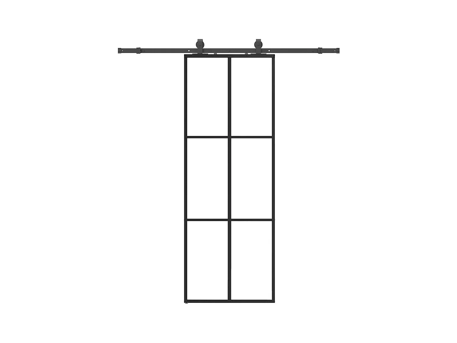 Porte coulissante kit de quincaillerie noir 76x205 cm verre ESG