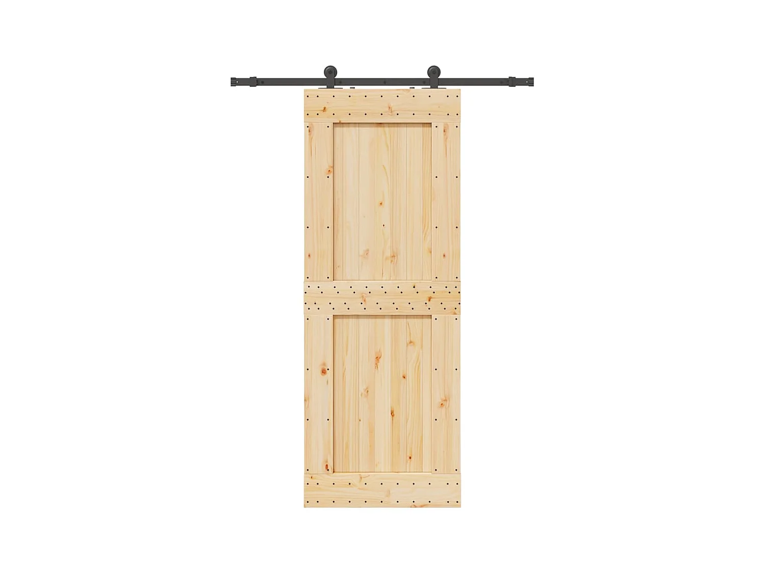Schuifdeur en beslagset 85x210 cm massief grenen