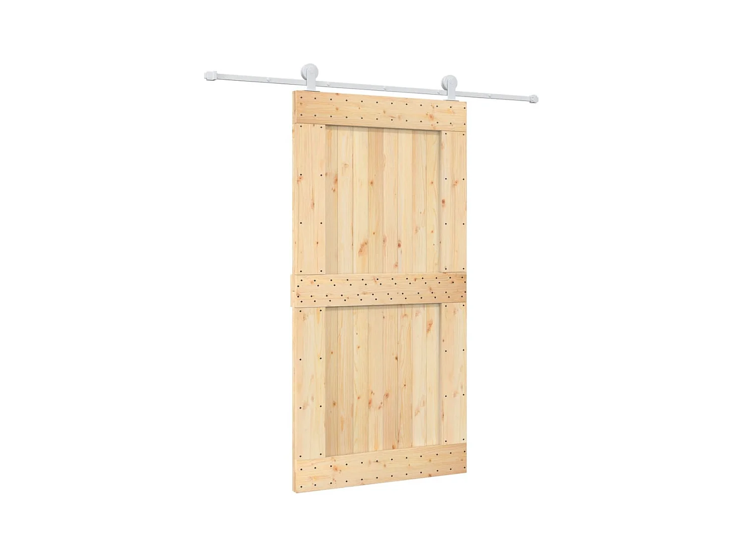 Kit porta scorrevole e ferramenta 100x210 cm in pino massello