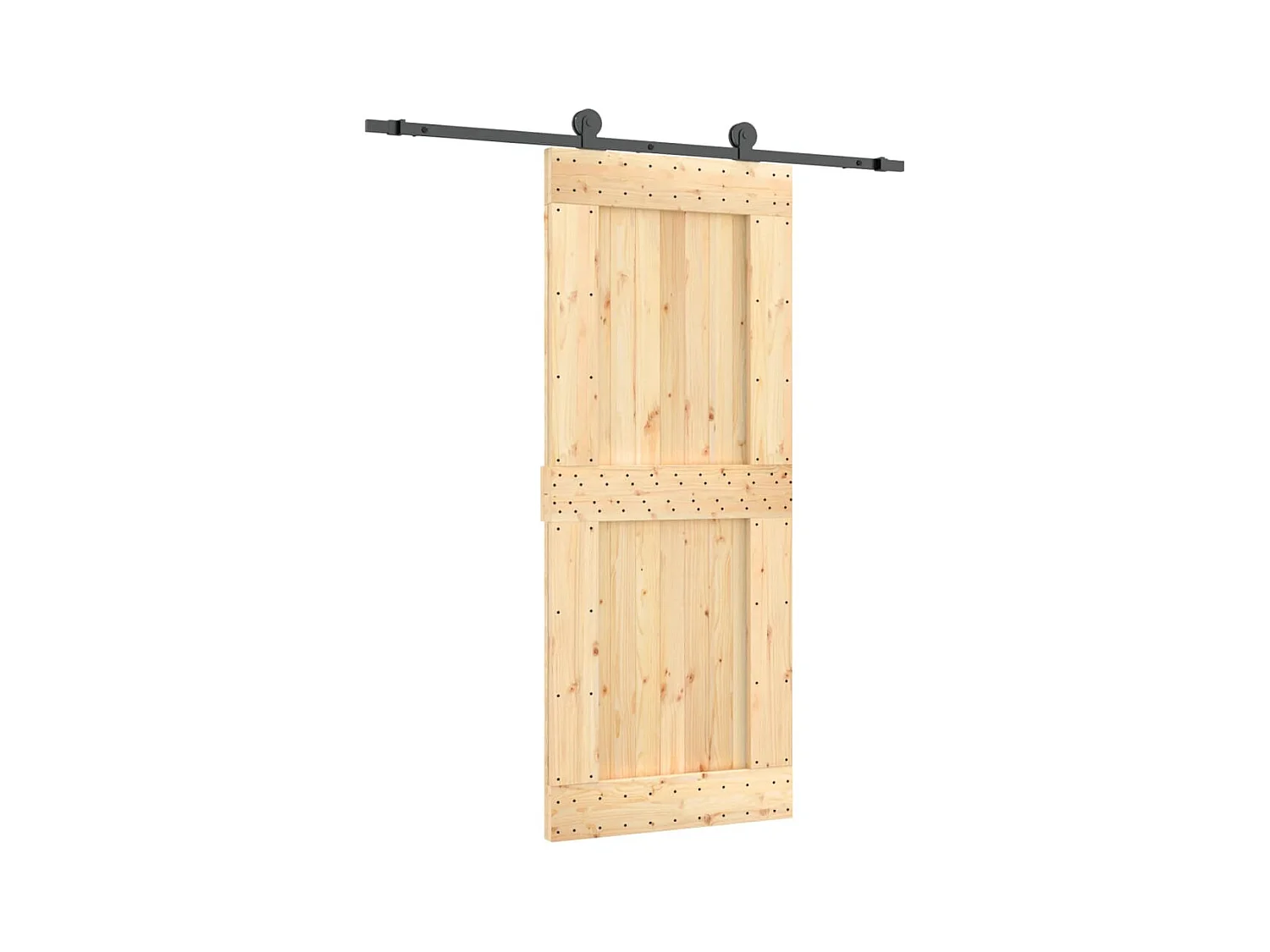 Porte coulissante et kit de quincaillerie 85x210 cm pin massif