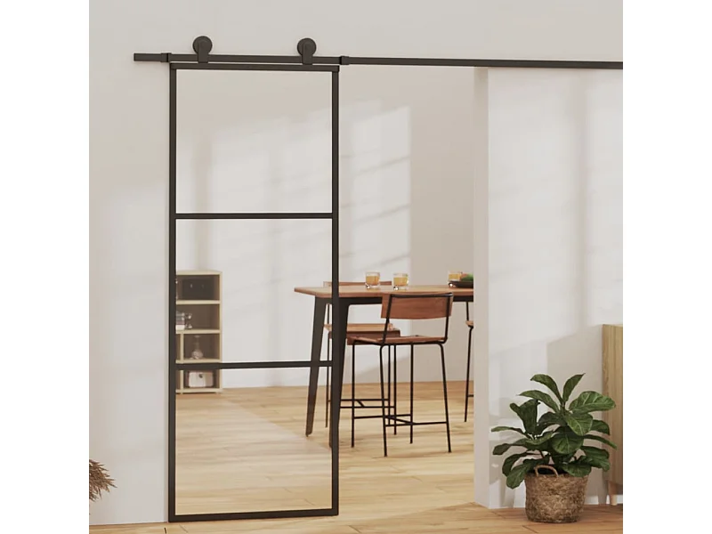Porta scorrevole e ferramenta in vetro ESG/alluminio 76x205cm