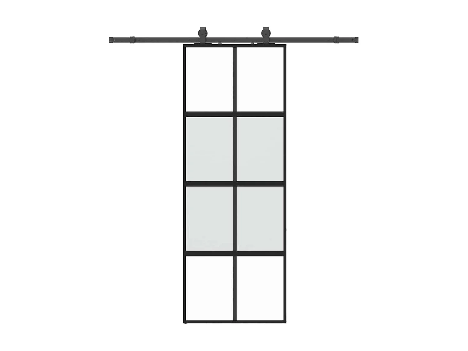 Schuifdeurbeslagset zwart 76x205 cm gehard glas