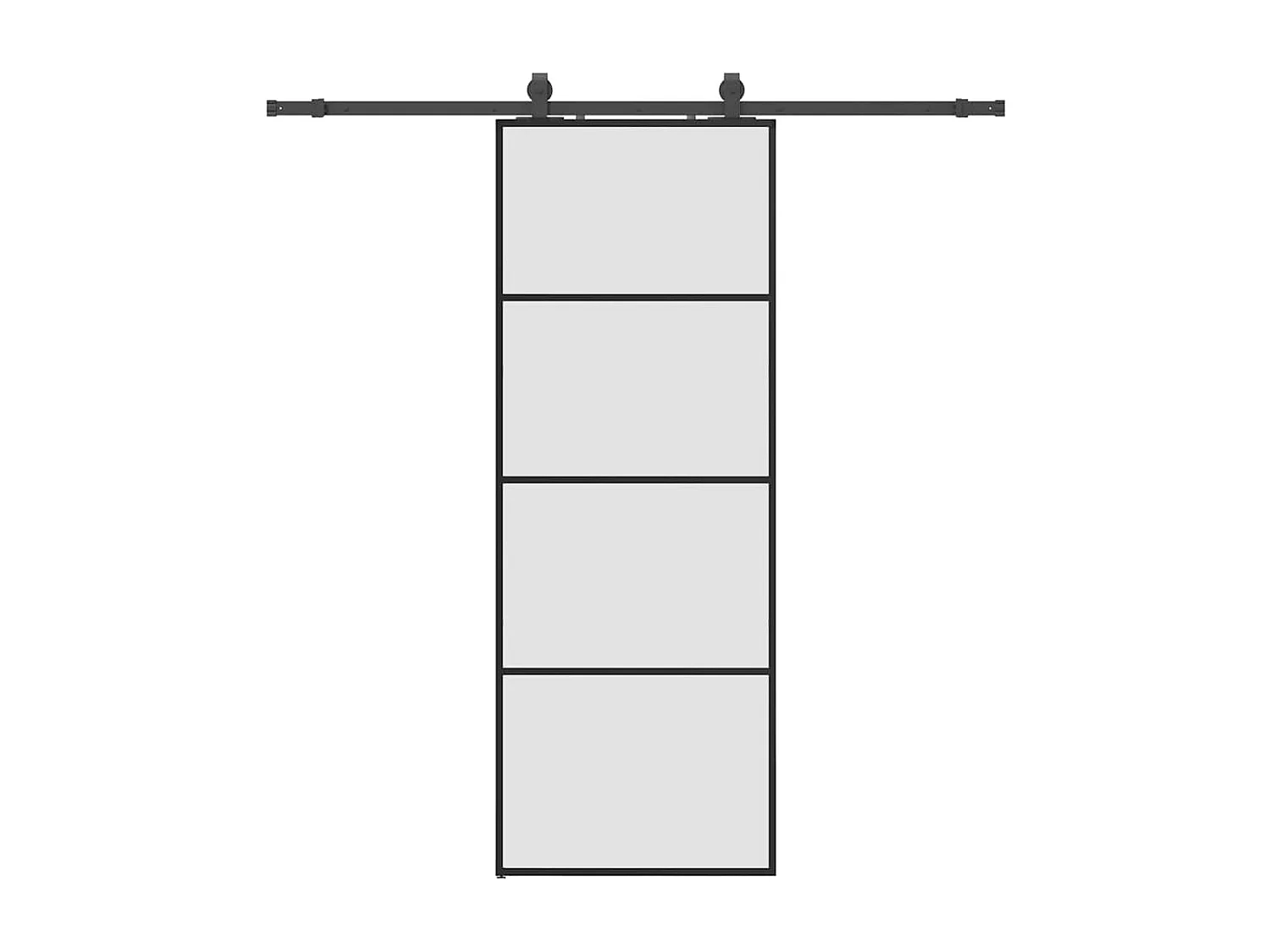 Schiebetürbeschlagsatz schwarz 76x205 cm ESG Glas