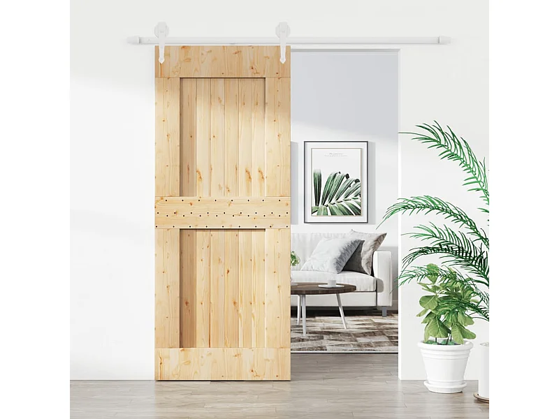 Kit puerta corredera y herrajes 85x210 cm pino macizo