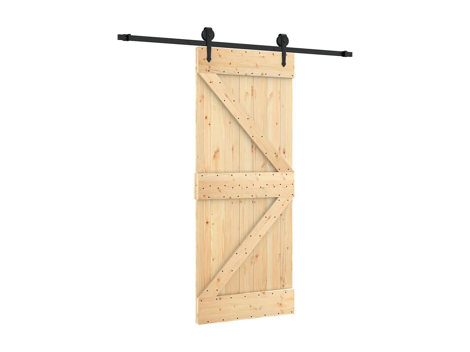 Kit puerta corredera y herrajes 85x210 cm pino macizo