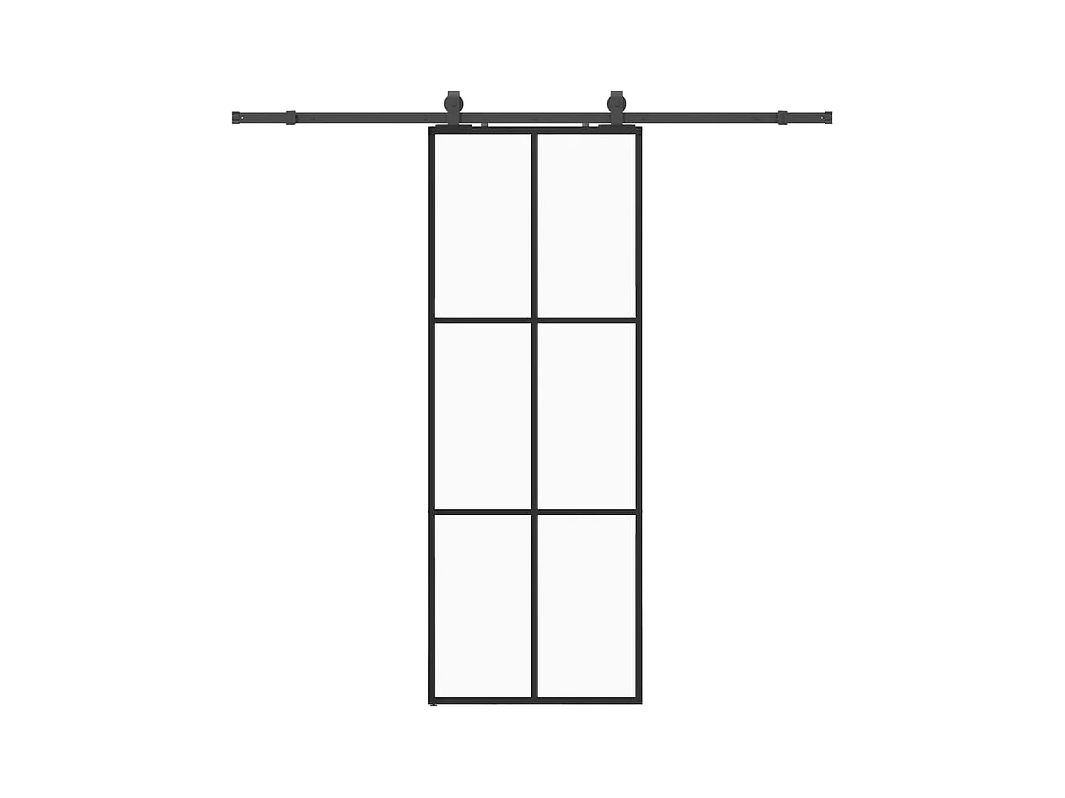 Porte coulissante kit de quincaillerie noir 76x205 cm verre ESG
