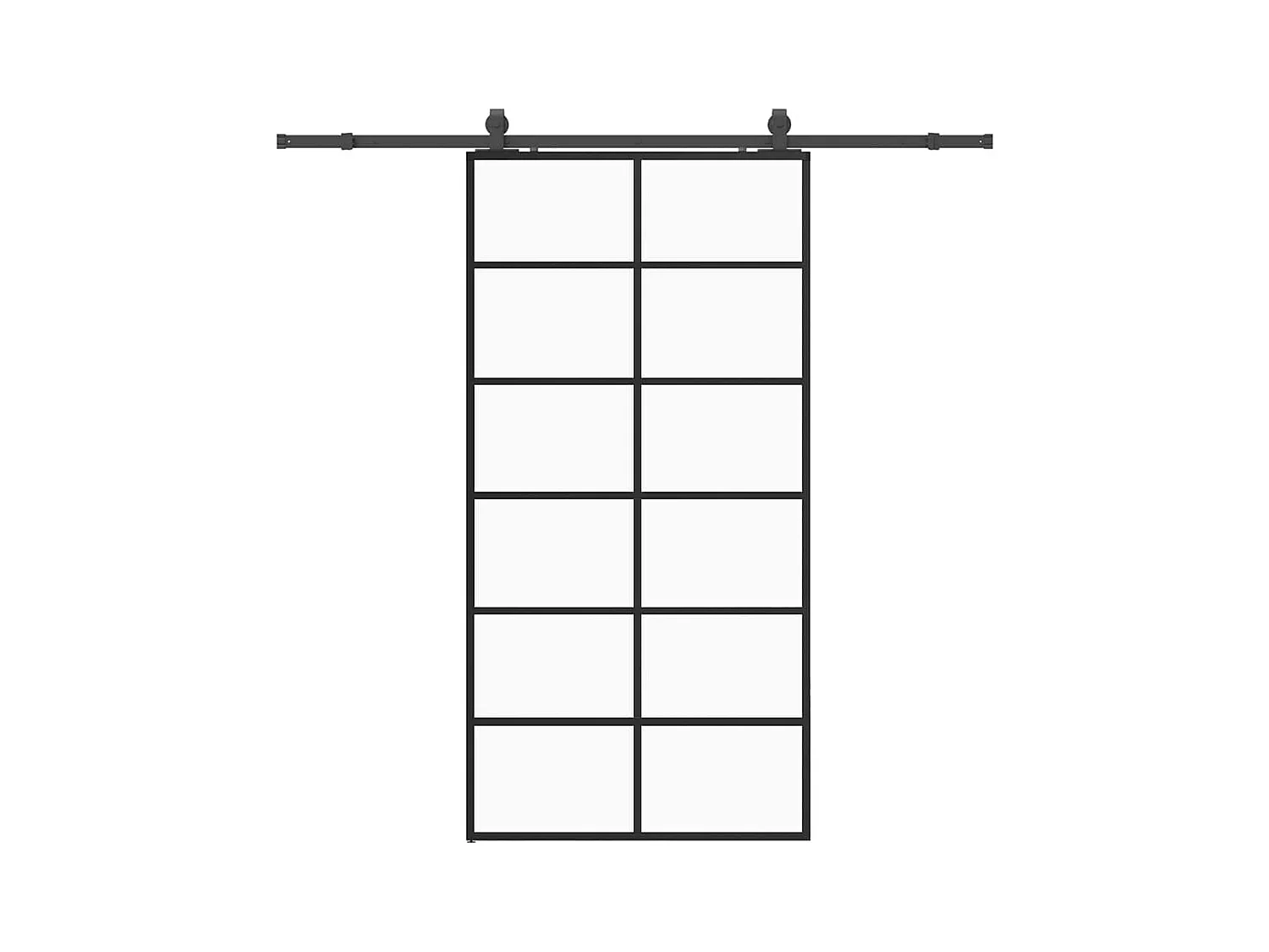 Kit herrajes para puerta corredera negra 90x205 cm cristal ESG