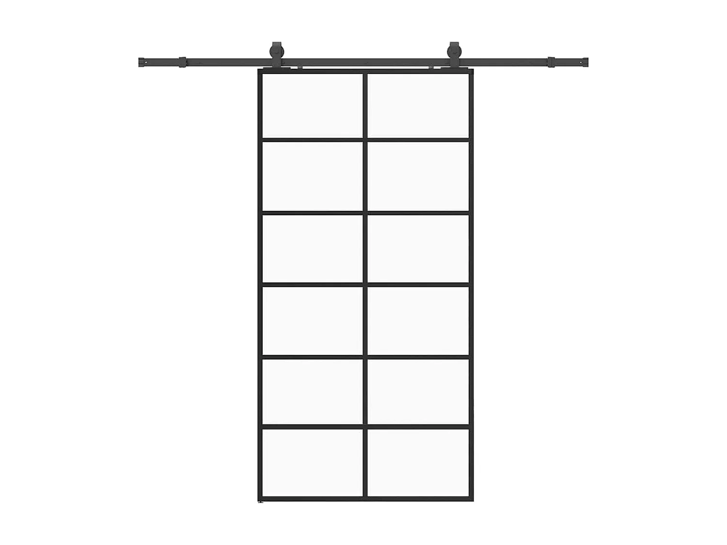 Porte coulissante kit de quincaillerie noir 90x205 cm verre ESG