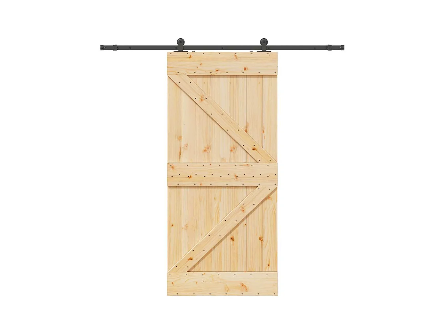 Porte coulissante et kit de quincaillerie 90x210 cm pin massif