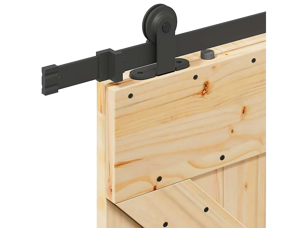 Porte coulissante et kit de quincaillerie 90x210 cm pin massif