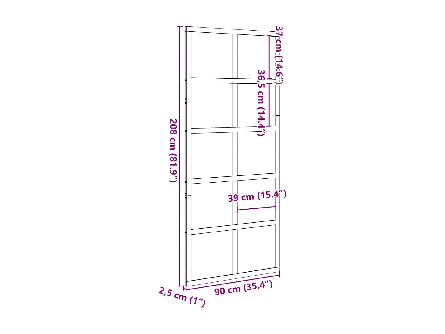 Bruine was schuurdeur 90x208 cm massief grenenhout