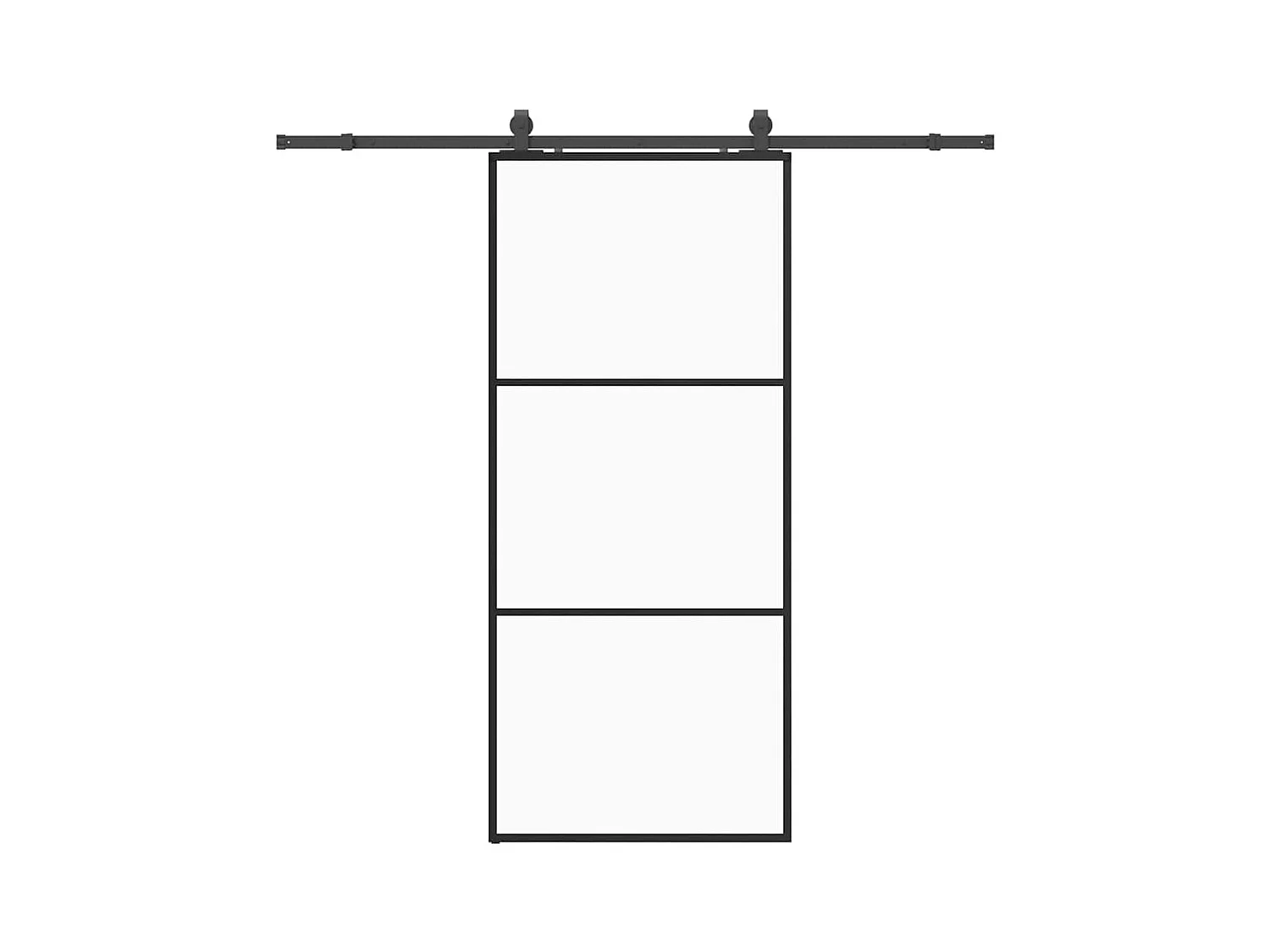 Schuifdeurbeslagset zwart 90x205 cm ESG-glas