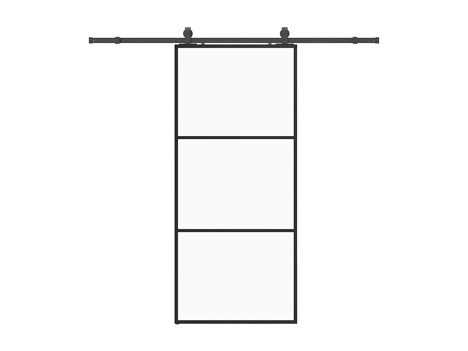 Porte coulissante kit de quincaillerie noir 90x205 cm verre ESG