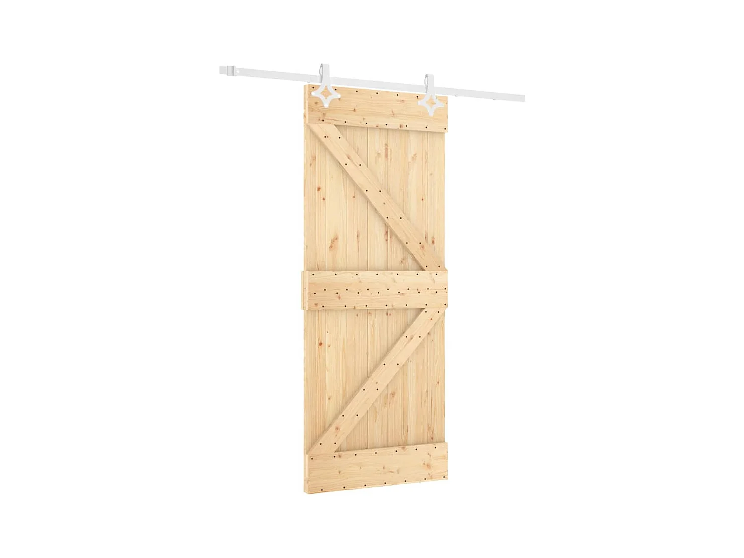 Schuifdeur en beslagset 80x210 cm massief grenen
