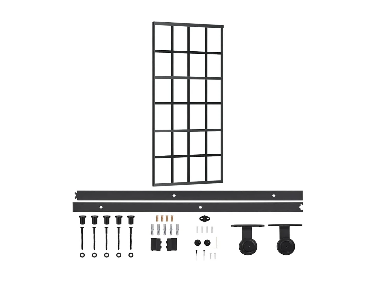 Schuifdeur en hang- en sluitwerk Glas en aluminium 90x205 cm