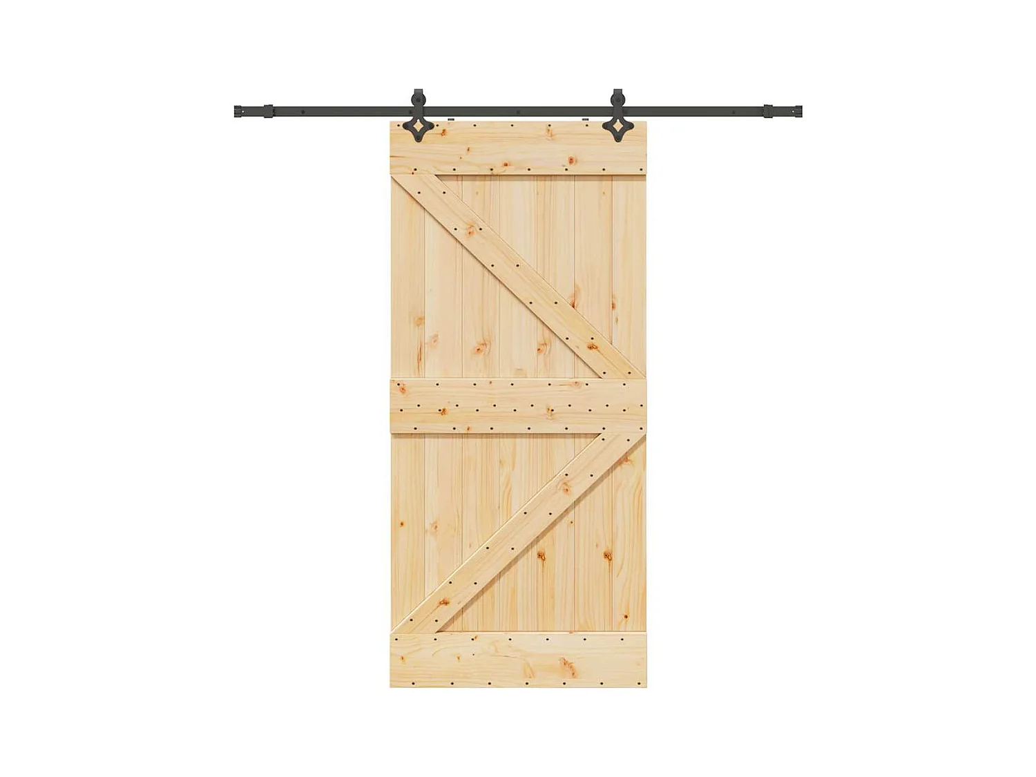 Kit porta scorrevole e ferramenta 90x210 cm in pino massello