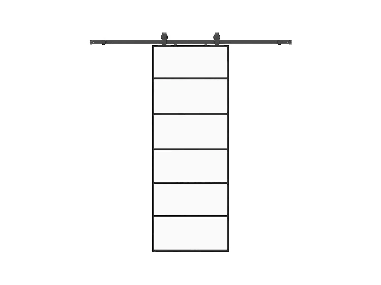 Porte coulissante kit de quincaillerie noir 76x205 cm verre ESG