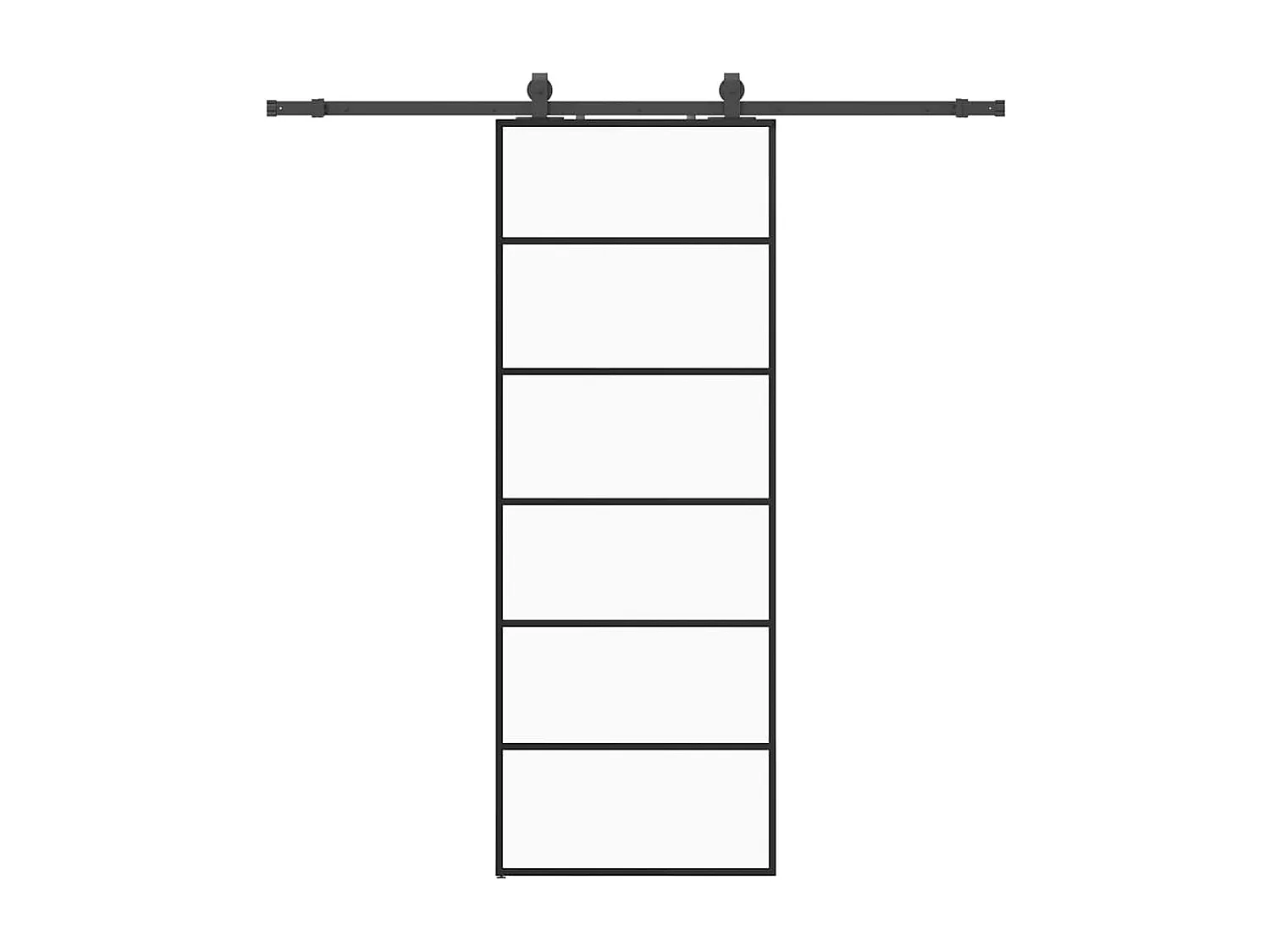 Schiebetürbeschlagsatz schwarz 76x205 cm ESG Glas