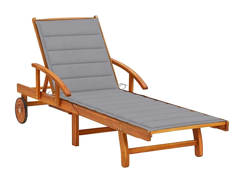 Chaise longue de jardin avec coussin Bois d'acacia solide