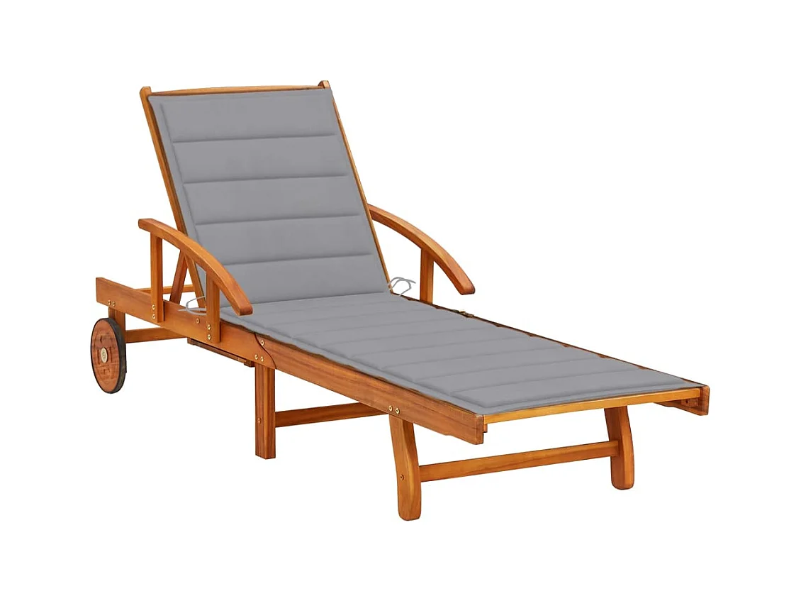 Chaise longue de jardin avec coussin Bois d'acacia solide