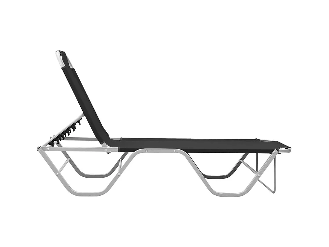 Chaise longue aluminium et textilène noir