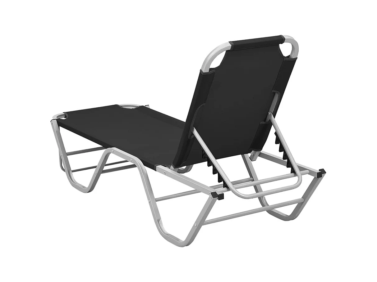 Chaise longue aluminium et textilène noir