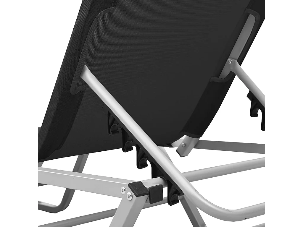 Chaise longue aluminium et textilène noir