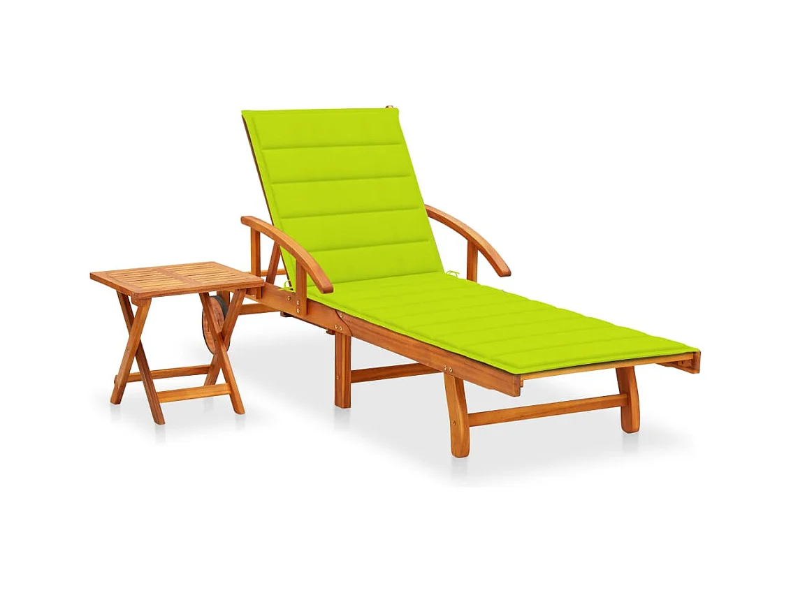 Poltrona da giardino con tavolo e cuscino in legno di acacia