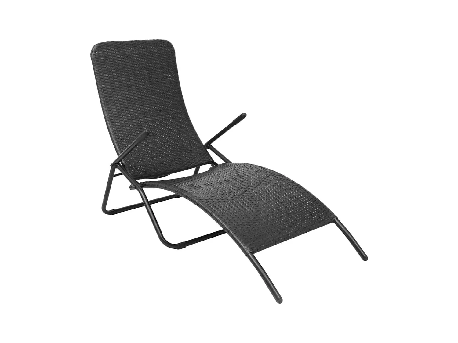 Zwarte opvouwbare loungestoel van geweven hars