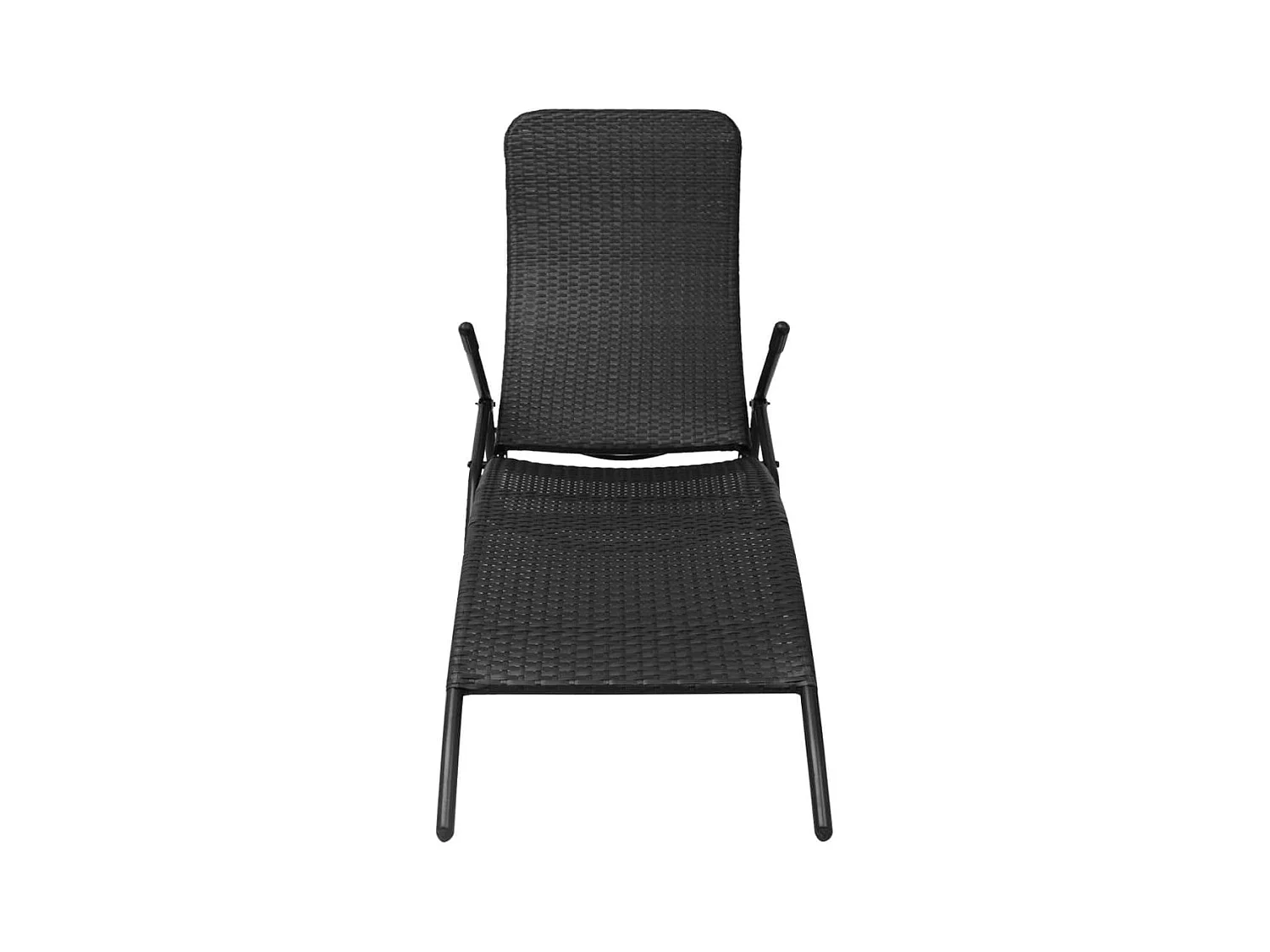 Zwarte opvouwbare loungestoel van geweven hars