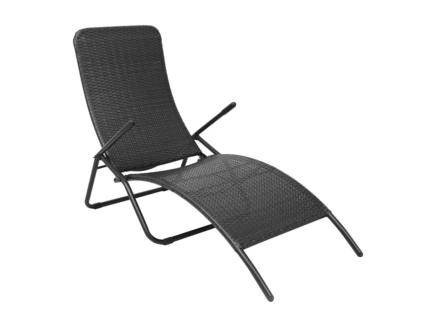 Chaise longue pliable résine tressée noir