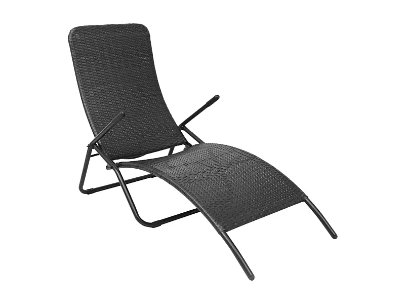 Chaise longue pliable résine tressée noir