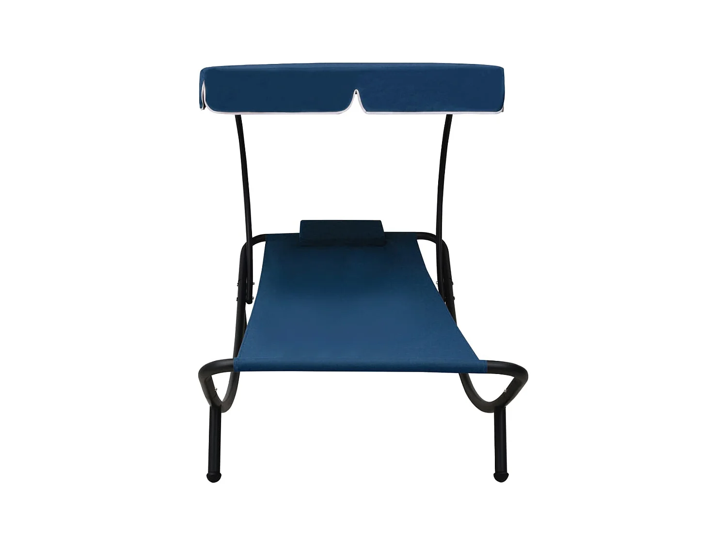 Lit de repos d'extérieur avec auvent et oreiller bleu