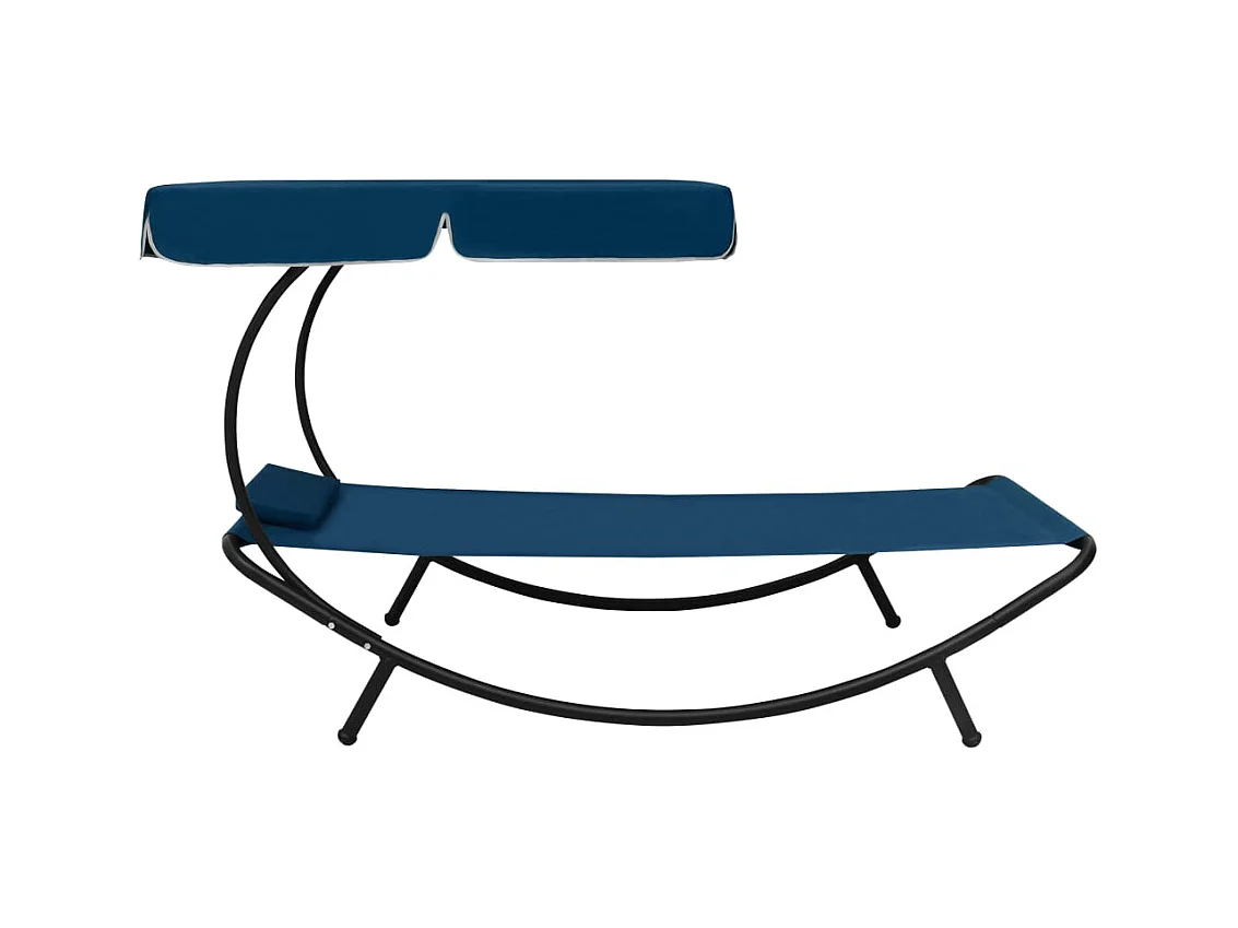 Lit de repos d'extérieur avec auvent et oreiller bleu