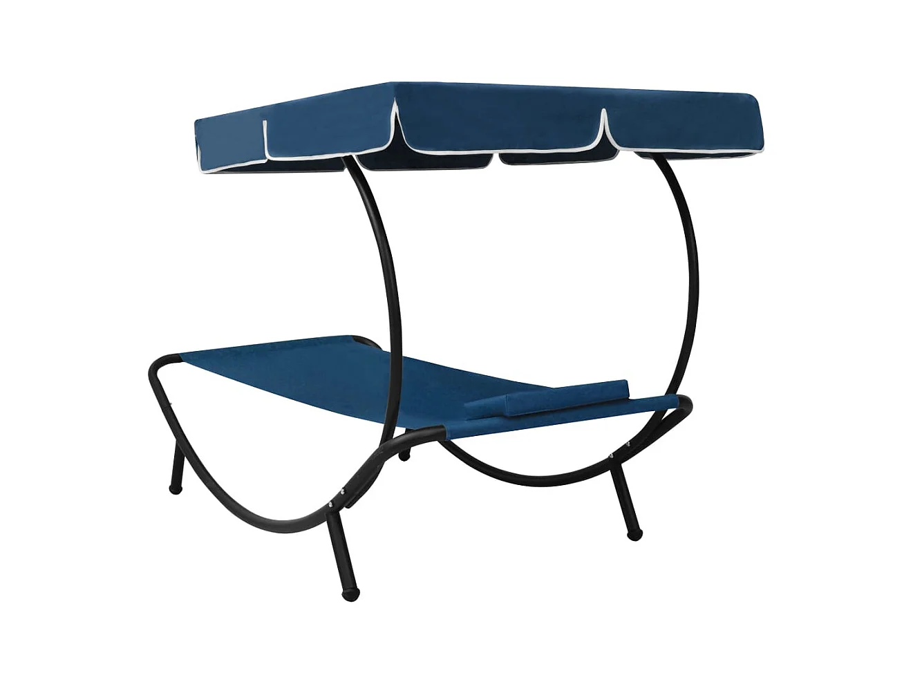 Lit de repos d'extérieur avec auvent et oreiller bleu