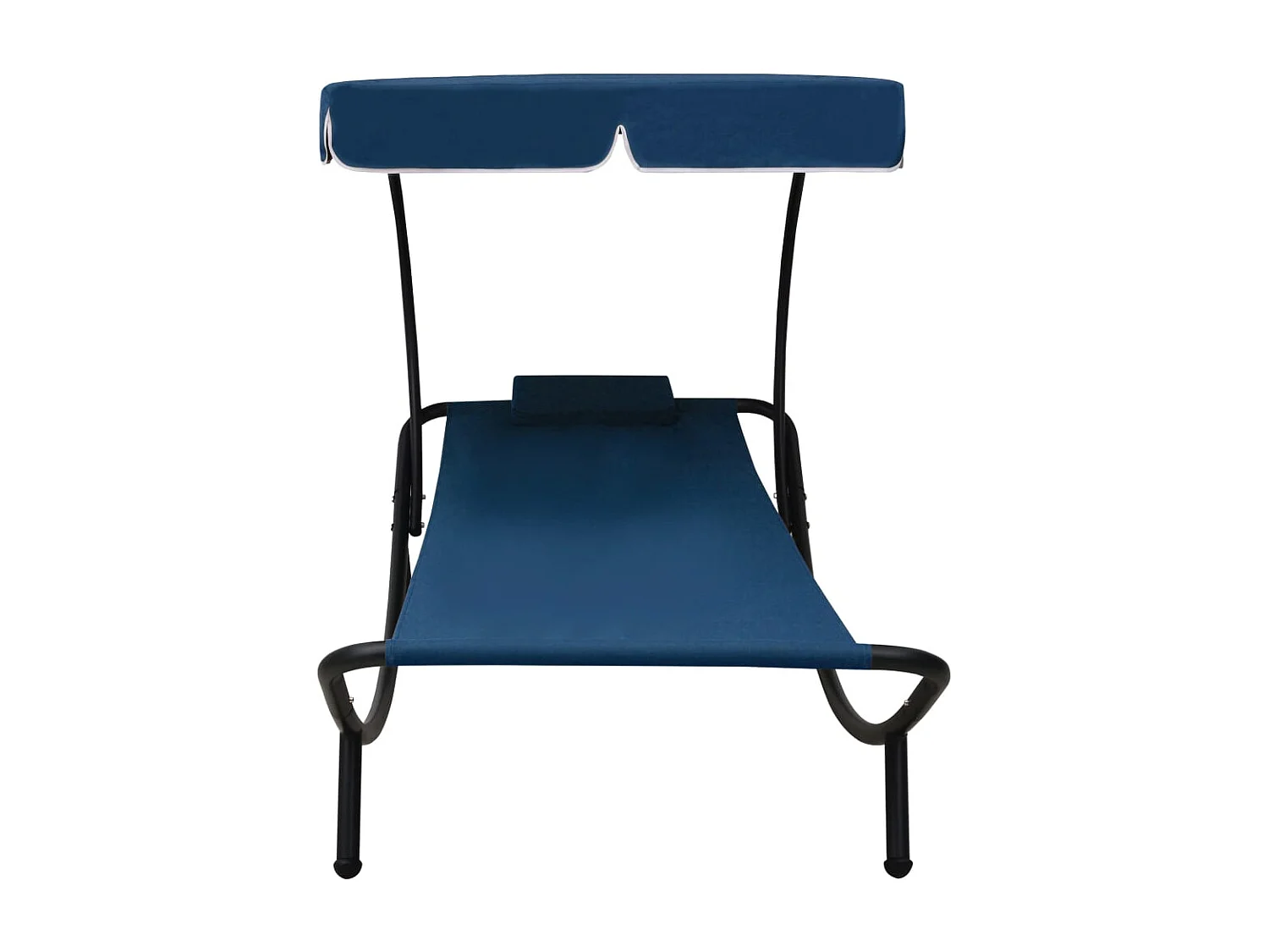 Lit de repos d'extérieur avec auvent et oreiller bleu