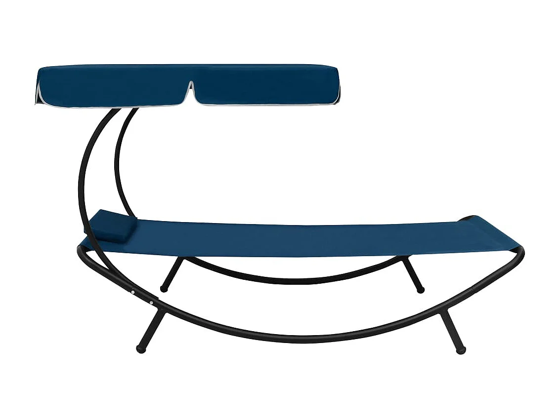 Lit de repos d'extérieur avec auvent et oreiller bleu