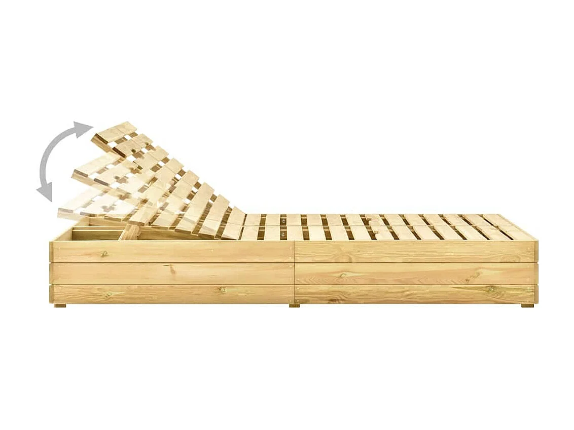 Chaise longue doble y cojines beige Madera de pino impregnada