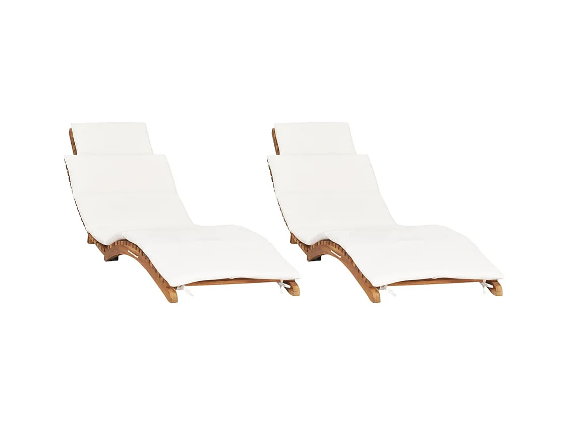 Set di 2 poltrone con cuscini, in legno massello di teak