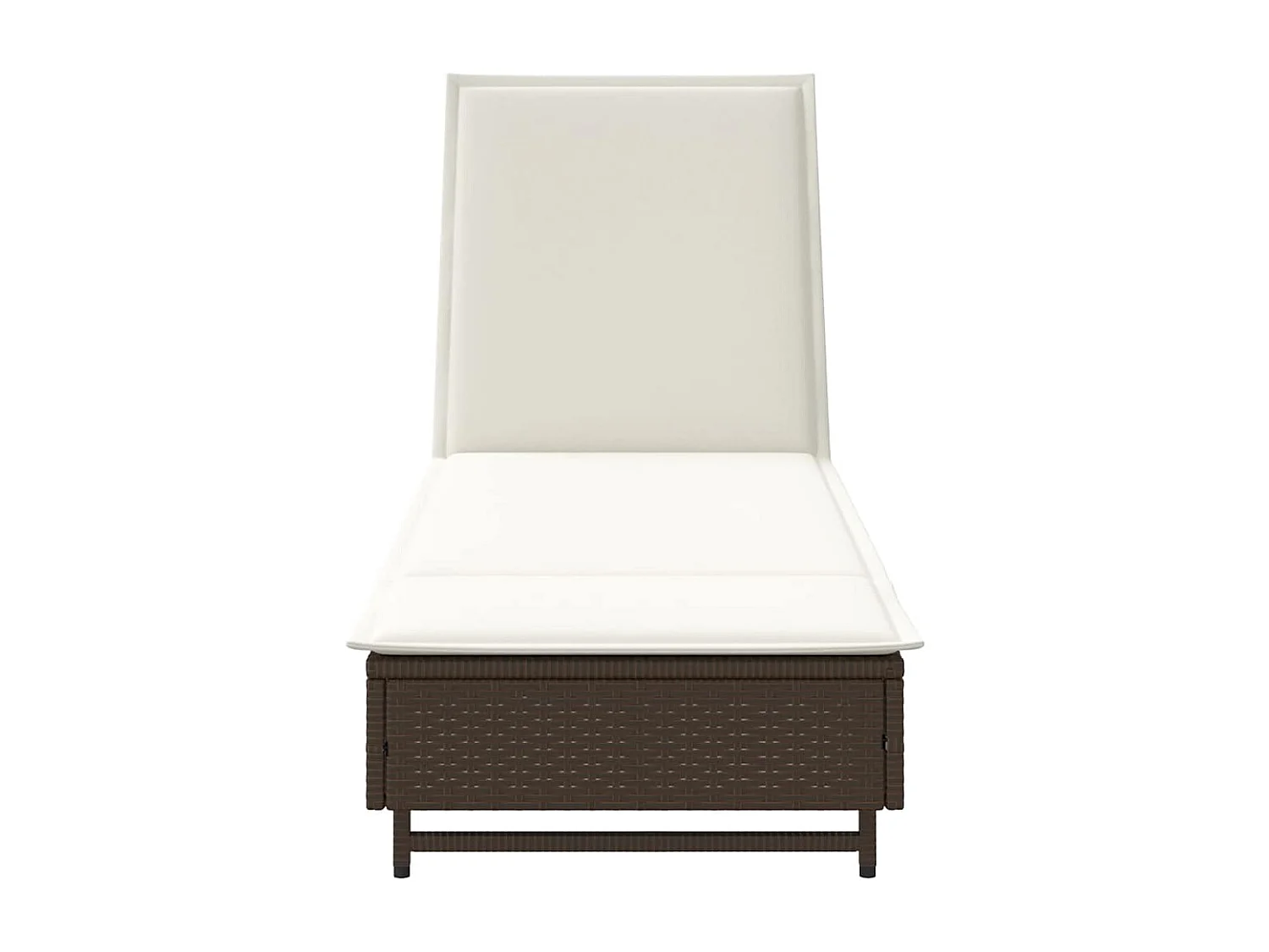 Chaise longue con ruote e cuscino in resina intrecciata marrone