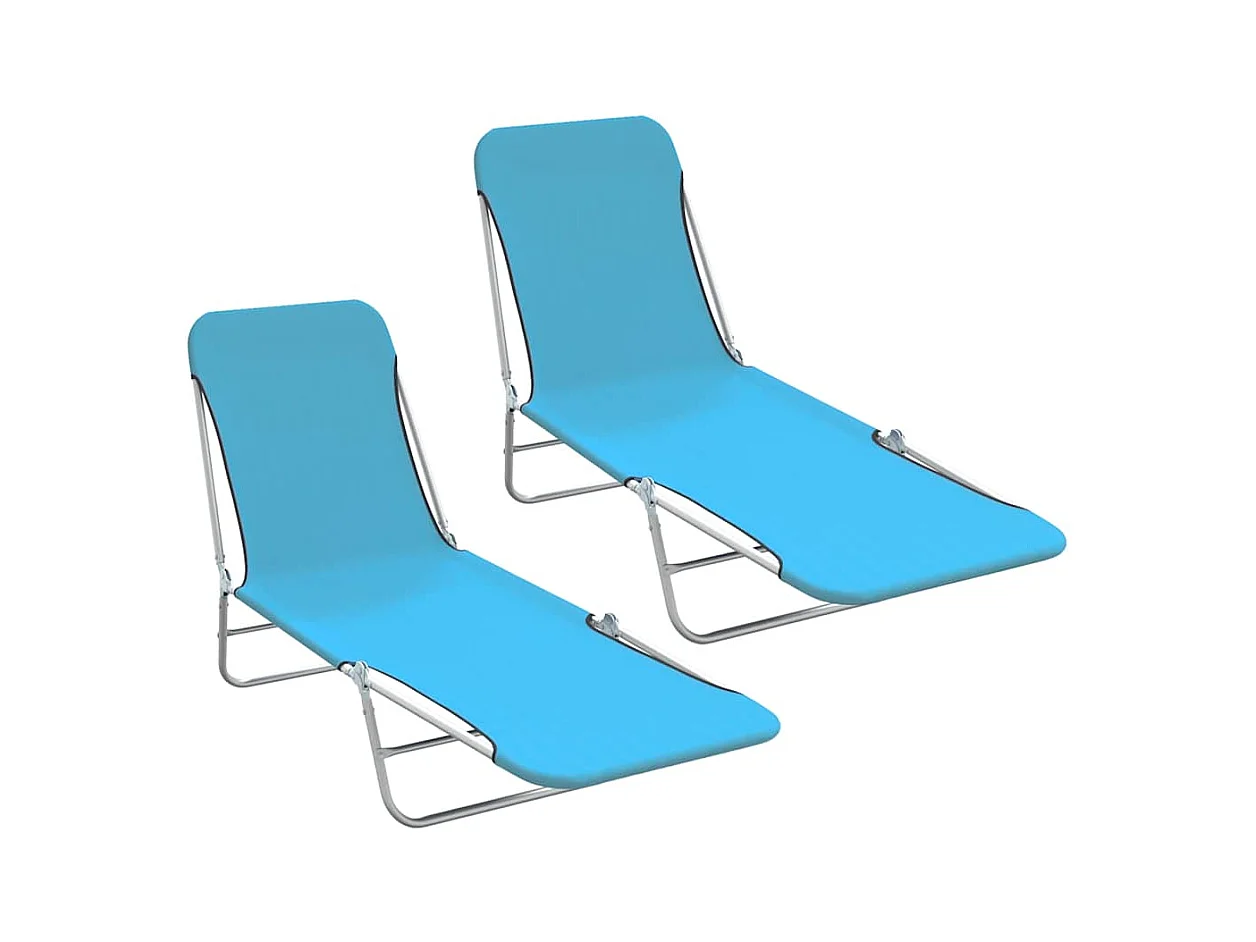 Opvouwbare ligstoelen set van 2 Staal en blauwe stof
