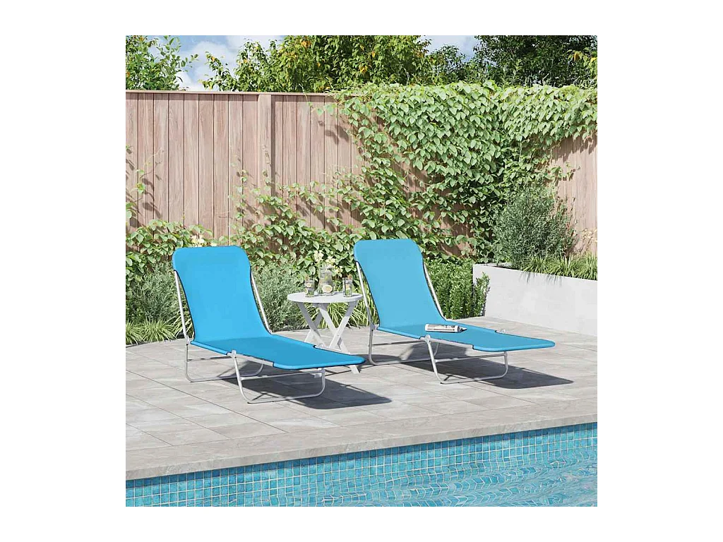 Opvouwbare ligstoelen set van 2 Staal en blauwe stof