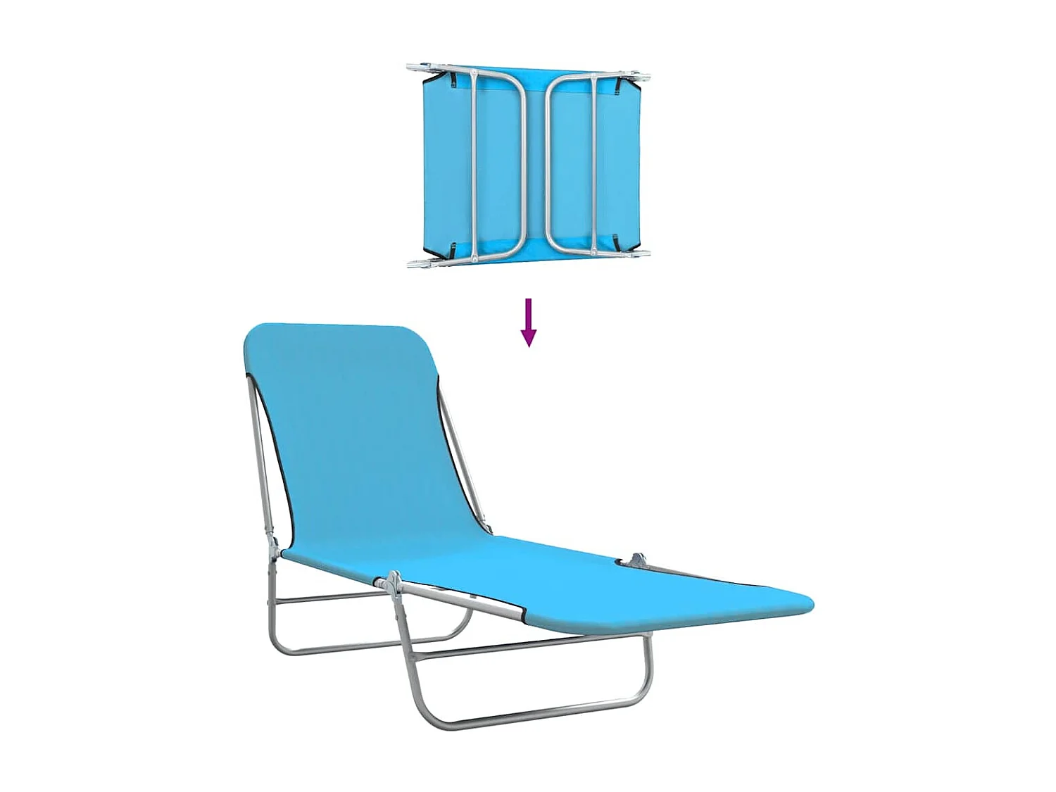Opvouwbare ligstoelen set van 2 Staal en blauwe stof