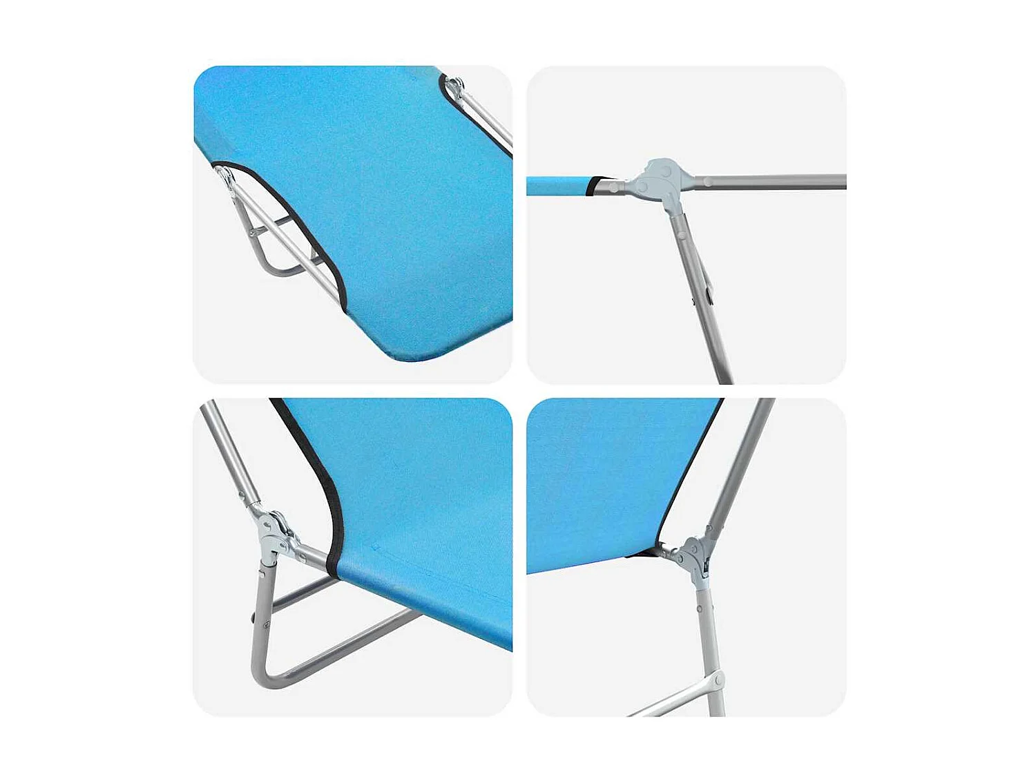 Opvouwbare ligstoelen set van 2 Staal en blauwe stof