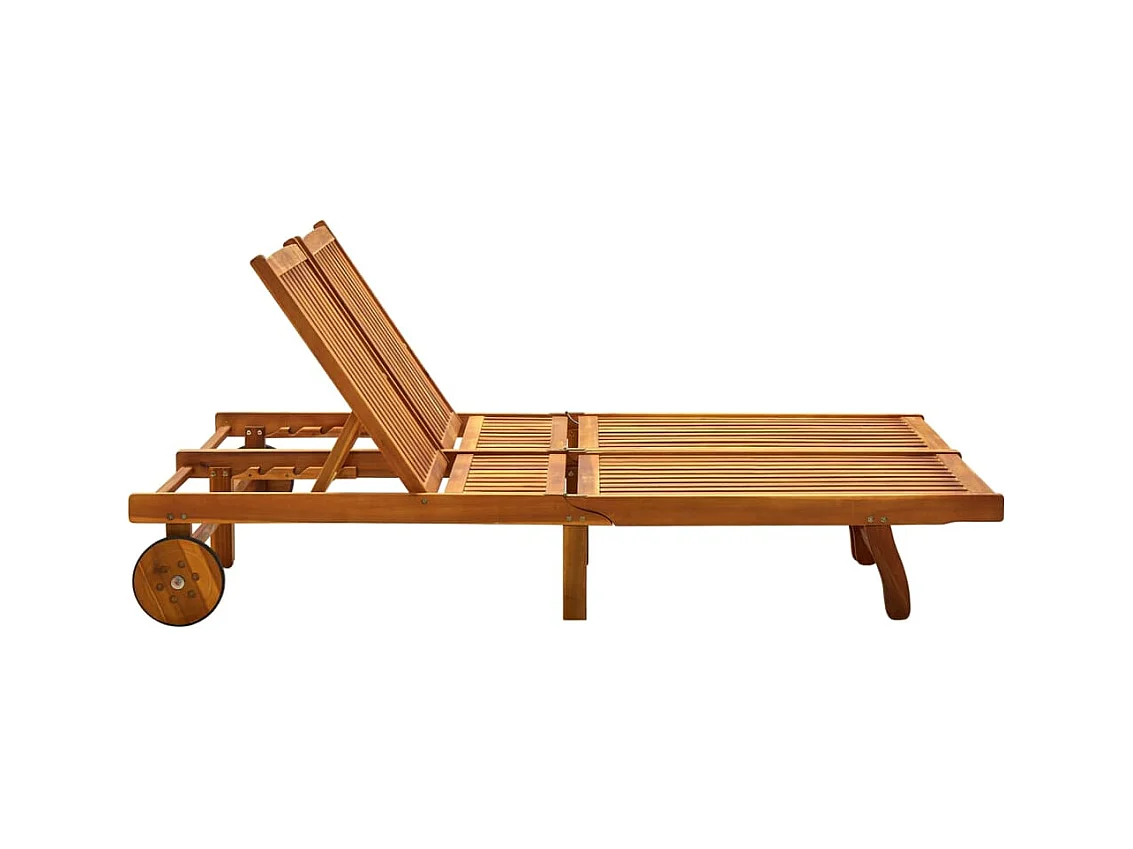 Chaise longue de jardin 2 places avec coussins Acacia solide